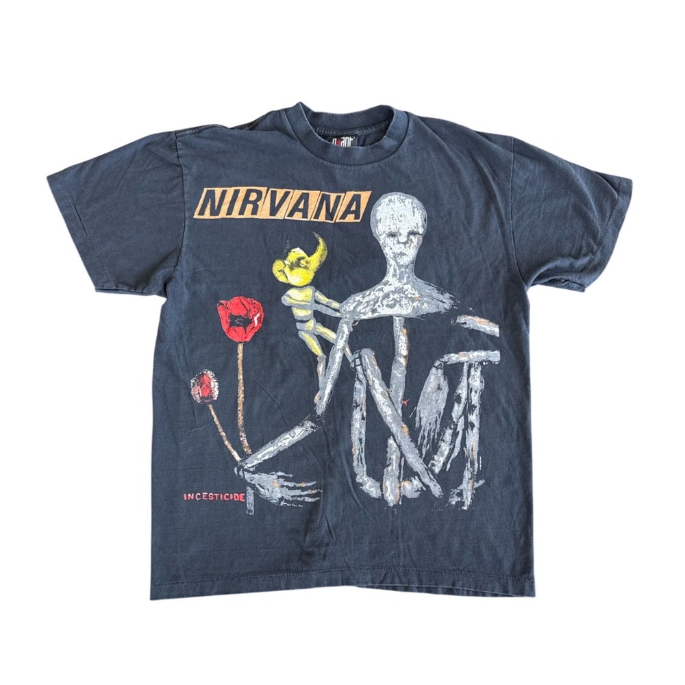 Vintage Nirvana Incesticide T Shirt 90s Grunge Rock Black Size Large REPRINT